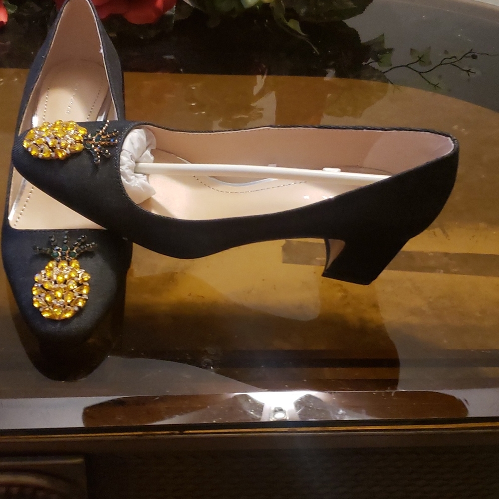 Zara black demin shoes with pineapple